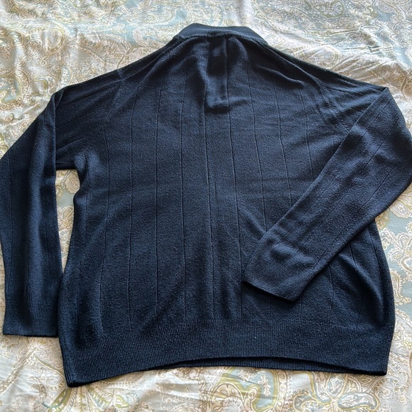 GEOFFREY BEENE XL 100% ACRYLIC SWEATER-NAVY BLUE. QUARTER ZIP WITH COLLAR - Picture 4 of 5